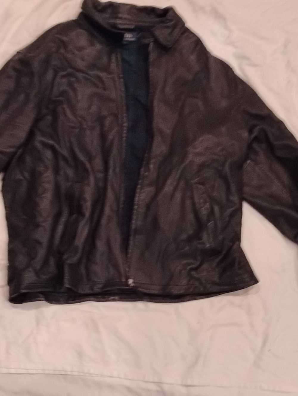 Ralph Lauren Black Leather Moto Jacket With Flannel Interior